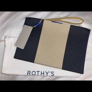 NWT Rothy’s Tan & Navy Wristlet Clutch